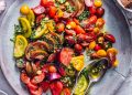 Tomato Salad with Tarragon Pesto & Pumpernickel Croutons