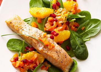 Salmon with Pomegranate-Orange Relish