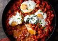 Mediterranean Egg and Tomato Skillet with Pita (Shakshouka)
