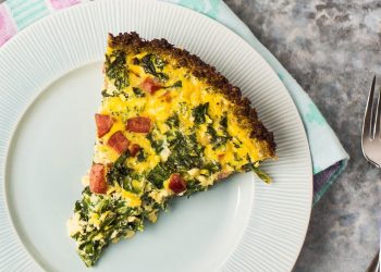 Smoked Sausage & Kale Quiche with Broccoli Crust