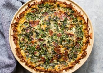 Bacon & Spinach Quiche with Hash Brown Crust
