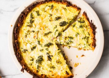 Broccoli-Cheddar Quiche with Sweet Potato Crust