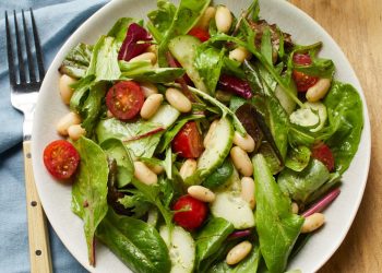 Tomato, Cucumber & White-Bean Salad with Basil Vinaigrette