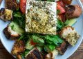 Israeli Salad with Challah Croutons & Feta
