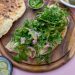 Open-Face Roasted Eggplant & Herb Salad Pita Sandwiches